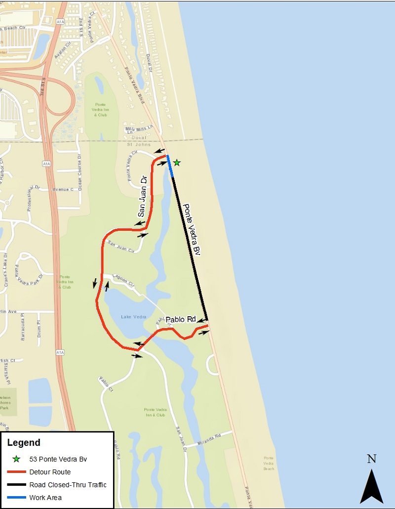 PVB Detour and Work Area Map
